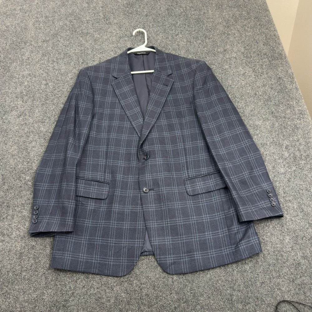 Jos A Bank Blazer Mens 43R Grey Silk Wool Plaid Two Button Sport Coat Classic
